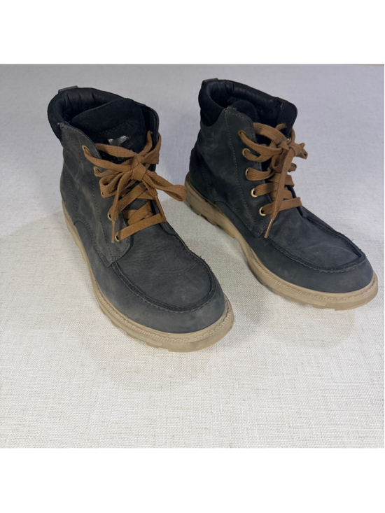 Sorel Other - Sorel Men’s Caribou Moc Waterproof Leather Boots Charcoal Gray Tan Size 8 NM3851